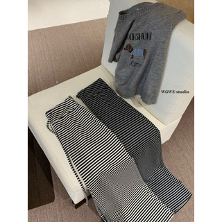 𝙥𝙝𝙞𝙚𝙣 / (Sẵn) W7171 Quần Nỉ Kẻ Ngang Basic Ống Suông Rộng