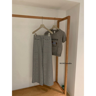 𝙥𝙝𝙞𝙚𝙣 / (Sẵn) W7171 Quần Nỉ Kẻ Ngang Basic Ống Suông Rộng
