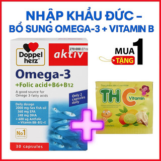 Doppelherz Aktiv Omega-3 + Folic Acid+B6+B12 – Bổ sung Omega-3 và vitamin thiết yếu, hỗ trợ tim mạch,trí não,thị lực.