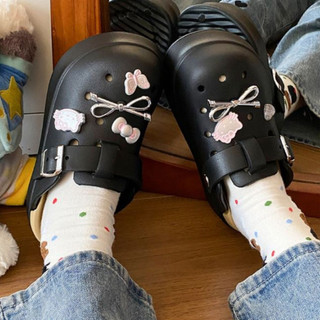 Dép sục nữ đế cao 5cm kèm charm Mèo nơ bạc SR V2 kiểu sandal dễ thương năng động Mita CS-199