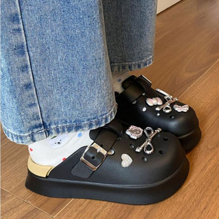 Dép sục nữ đế cao 5cm kèm charm Mèo nơ bạc SR V2 kiểu sandal dễ thương năng động Mita CS-199