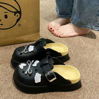 Dép sục nữ đế cao 5cm kèm charm Mèo nơ bạc SR V2 kiểu sandal dễ thương năng động Mita CS-199