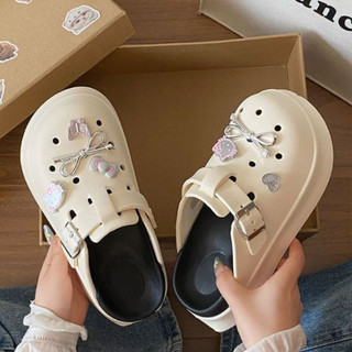 Dép sục nữ đế cao 5cm kèm charm Mèo nơ bạc SR V2 kiểu sandal dễ thương năng động Mita CS-199