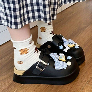 Dép sục nữ đế cao 5cm kèm charm Nơ xanh SR V2 kiểu sandal dễ thương năng động Mita CS-200