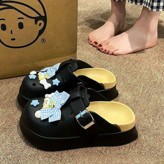 Dép sục nữ đế cao 5cm kèm charm Nơ xanh SR V2 kiểu sandal dễ thương năng động Mita CS-200