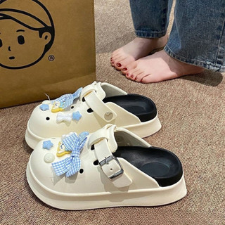 Dép sục nữ đế cao 5cm kèm charm Nơ xanh SR V2 kiểu sandal dễ thương năng động Mita CS-200