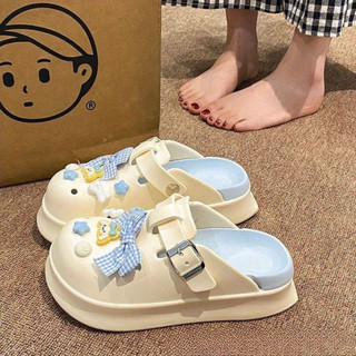 Dép sục nữ đế cao 5cm kèm charm Nơ xanh SR V2 kiểu sandal dễ thương năng động Mita CS-200