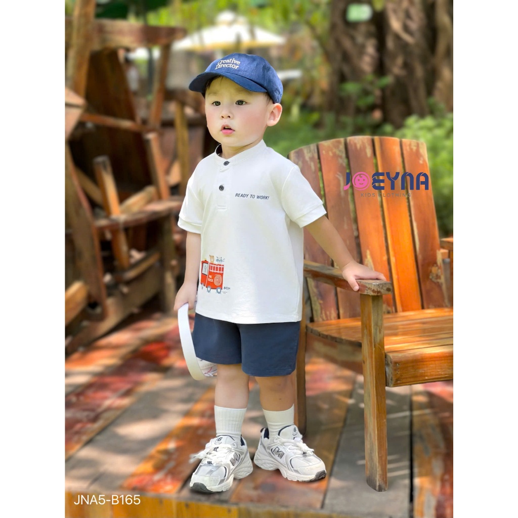 Set bộ cộc Joeyna B165 cổ tàu in hình ô tô gấu cho bé