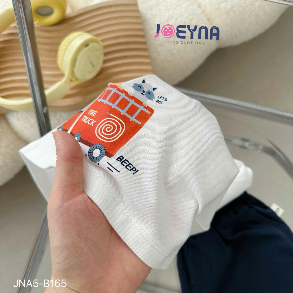 Set bộ cộc Joeyna B165 cổ tàu in hình ô tô gấu cho bé