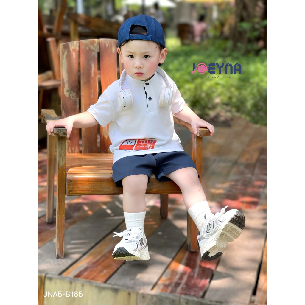 Set bộ cộc Joeyna B165 cổ tàu in hình ô tô gấu cho bé