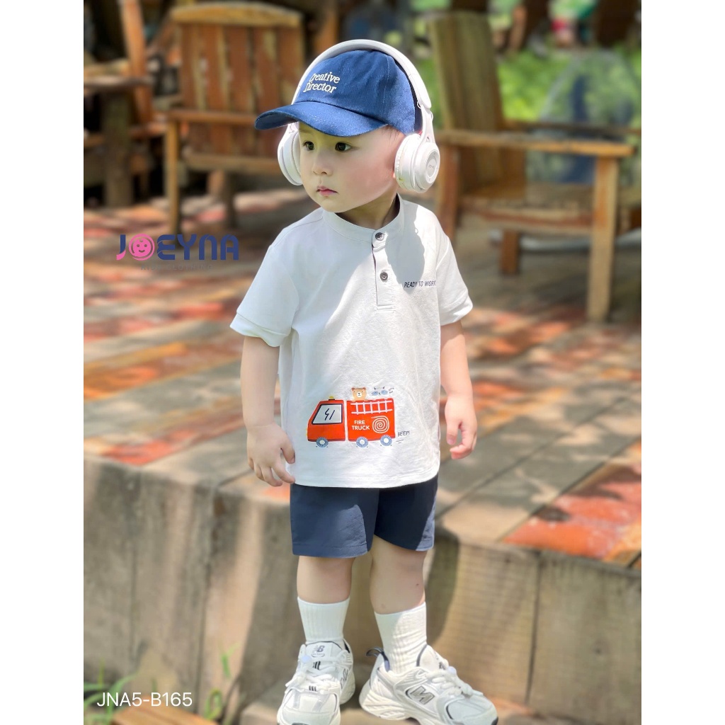 Set bộ cộc Joeyna B165 cổ tàu in hình ô tô gấu cho bé