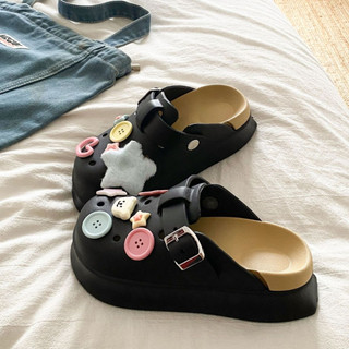 Dép sục nữ đế cao 5cm kèm charm Ngôi sao lông Mita SR V2 kiểu sandal dễ thương năng động CS-201