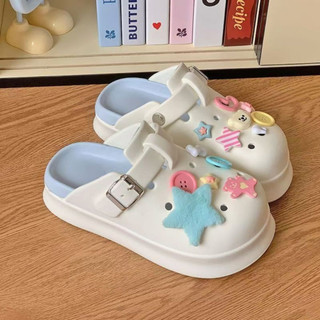 Dép sục nữ đế cao 5cm kèm charm Ngôi sao lông Mita SR V2 kiểu sandal dễ thương năng động CS-201
