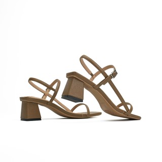 Giày Sandal Gót Vuông 5P Quai Ngang HADU M5120 Chất Da PU Vân Cao Cấp Đế TPR Chống Trượt BH 12T