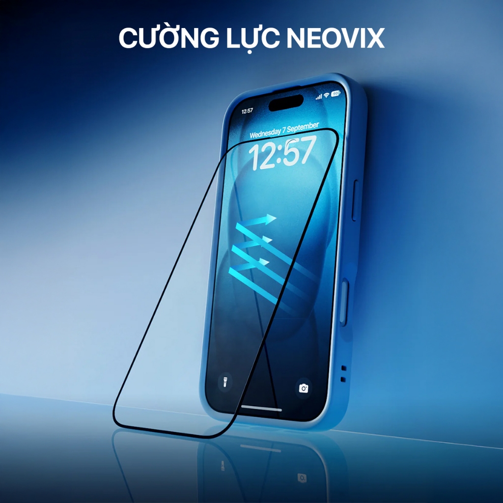 Kính Cường Lực iPhone Chống Nhìn Trộm Tự Dán 17 16 15 14 Pro Max Viền Mỏng Hạn Chế Vân Tay NEOVIX