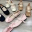 Giày búp bê nữ chất da lộn quai ngang mix nơ êm mềm chân