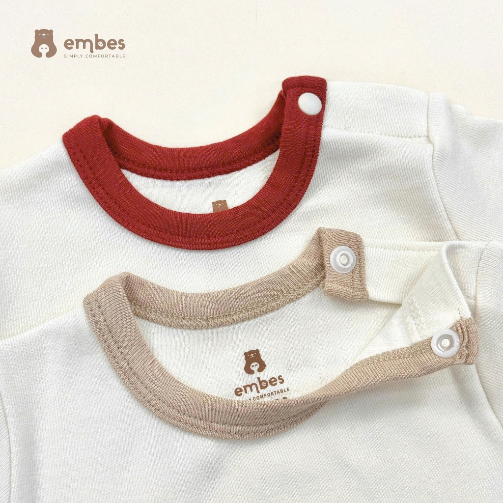 Bộ Yếm Sơ Sinh Embes, Bộ Cộc Tay Phối Quần Yếm In Họa Tiết Hình In Dễ Thương Cho Bé Từ 0-9 Tháng