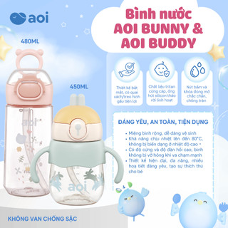 Bình nước trẻ em Aoi Buddy/ Aoi Bunny chất liệu nhựa Tritan cao cấp không chứa chất BPA