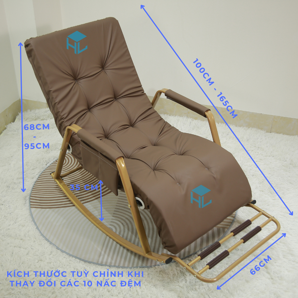 Ghế bập bênh thư giãn HOLI BB02 dài 1m6 có điều chỉnh lưng 5 cấp độ, Nệm Memory Cao Cấp Bảo Hành 3 Năm Tặng KÈM 5 Món | BigBuy360 - bigbuy360.vn