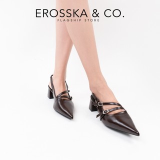 EROSSKA - Giày cao gót mũi nhọn phối dây kiểu dáng thanh lịch cao 5.5cm màu kem - EH068