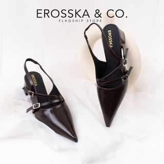EROSSKA - Giày cao gót mũi nhọn phối dây kiểu dáng thanh lịch cao 5.5cm màu kem - EH068