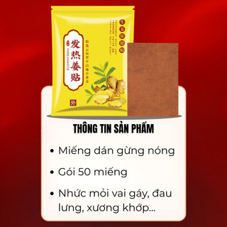 Miếng Dán Giảm Đau Nhiệt Ngải Cứu Vai Gáy Đau Lưng Đau Khớp | Miếng Dán Gừng Nóng Giữ Ấm 100 Miếng