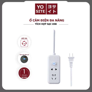 Ổ cắm điện đa năng ổ chuyển đổi thông minh tích hợp cổng USB 5V sạc nhanh chịu tải 2500W an toàn chống giật