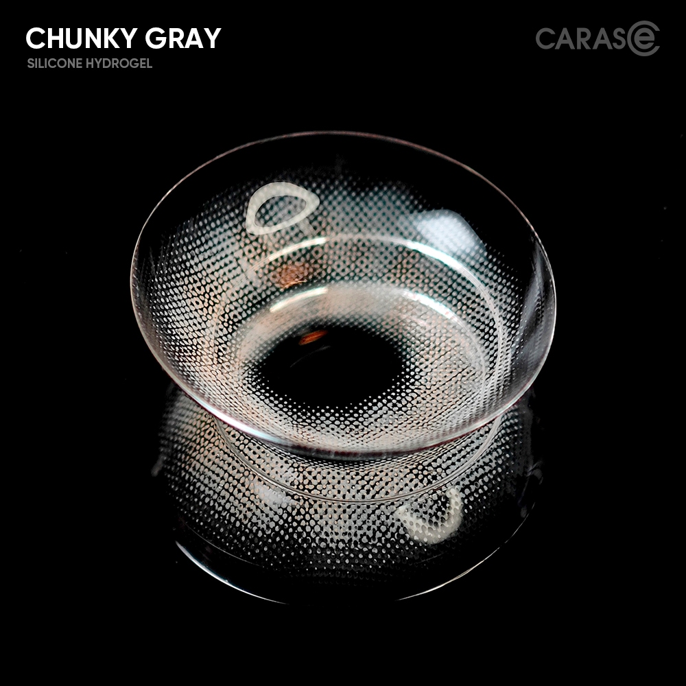 [1 chiếc] Kính áp tròng khoá ẩm 12H 1 Tháng Màu Xám Rêu CARASE, Lens cận CHUNKY GRAY