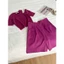 Set: Áo croptop khoét vai+quần lửng chéo Cati 4 màu A2310