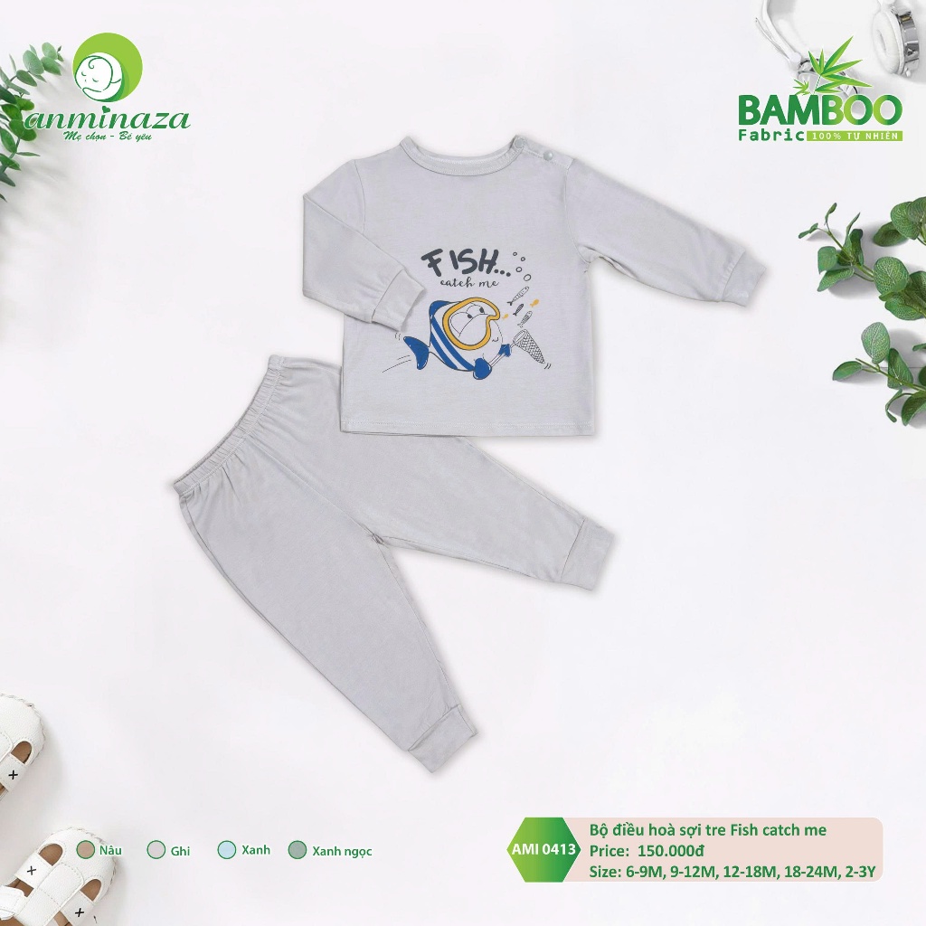 Bộ Điều Hòa Fish Catch Me Vải Sợi Tre An Toàn Thấm Hút Tốt - Hàng Chính Hãng AMI0413