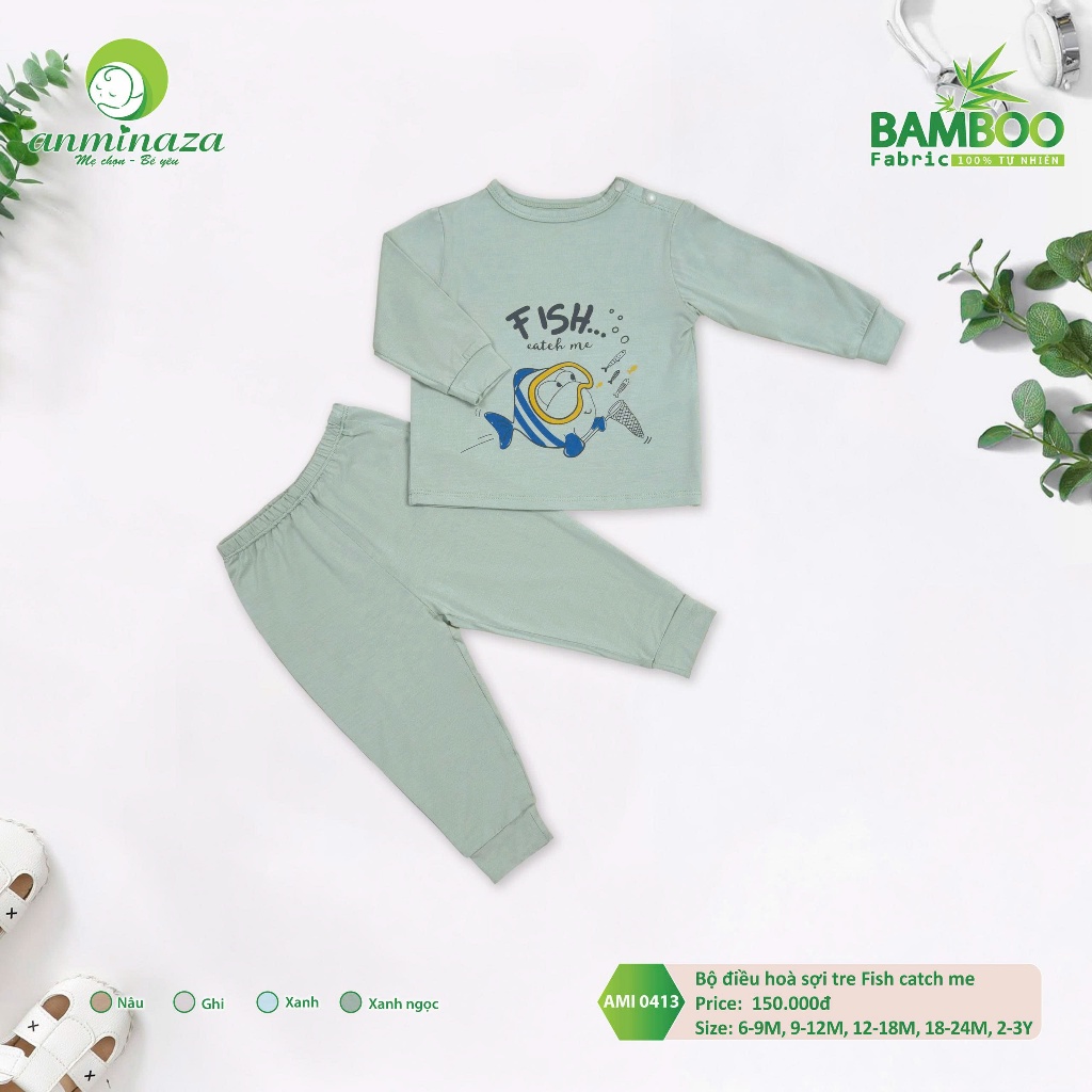 Bộ Điều Hòa Fish Catch Me Vải Sợi Tre An Toàn Thấm Hút Tốt - Hàng Chính Hãng AMI0413