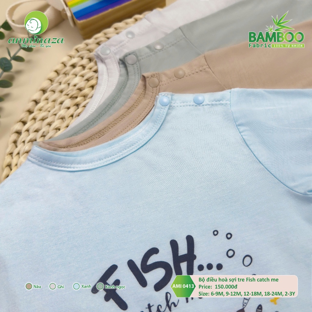 Bộ Điều Hòa Fish Catch Me Vải Sợi Tre An Toàn Thấm Hút Tốt - Hàng Chính Hãng AMI0413
