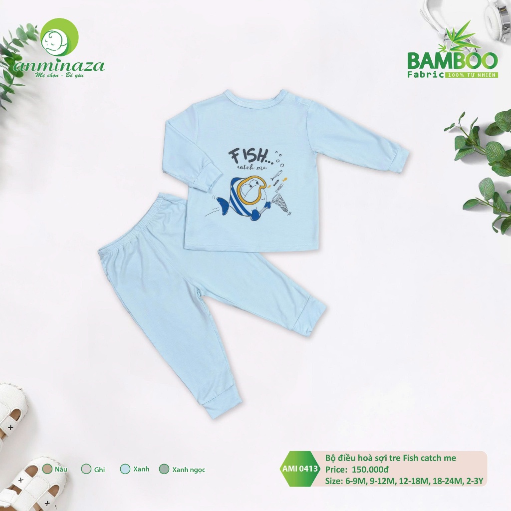 Bộ Điều Hòa Fish Catch Me Vải Sợi Tre An Toàn Thấm Hút Tốt - Hàng Chính Hãng AMI0413