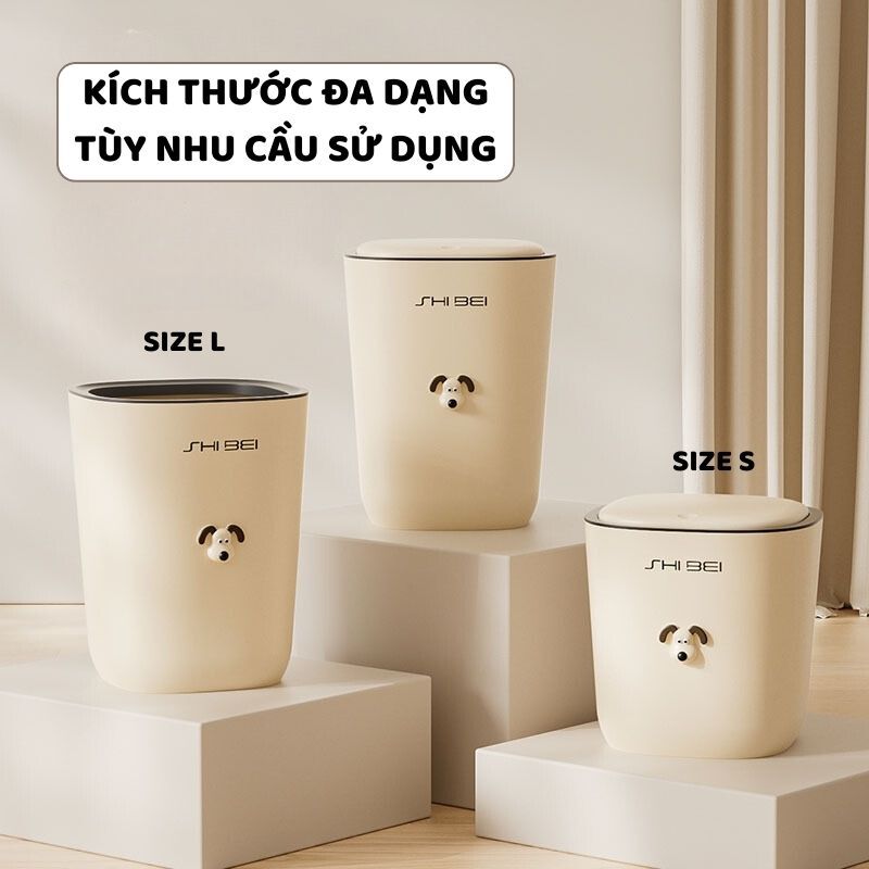 Thùng Rác Có Nắp Kèm Sticker ENODA HOME, Thùng Đựng Rác Decor Trang Trí Văn Phòng Nhựa PP Cứng Cáp TR035