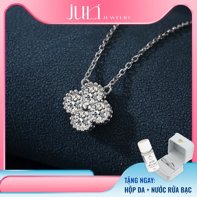 Vòng Cổ Đính Kim Cương Dành Cho Nữ | Dây Chuyền 100% Bạc Ý | Phong Cách Hàn Quốc | Bảo Hành Mãi Mãi | VC9034 BẠC JULI — ảnh 1