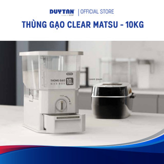 Thùng gạo Clear 10kg MATSU nhựa PP, chất liệu an toàn, thiết kế đo lường thông minh, ngăn ẩm mốc