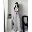 Bộ cotton kẻ Cati áo phối viền đen + quần cullottes A1374