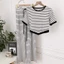 Bộ cotton kẻ Cati áo phối viền đen + quần cullottes A1374