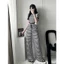 Bộ cotton kẻ Cati áo phối viền đen + quần cullottes A1374