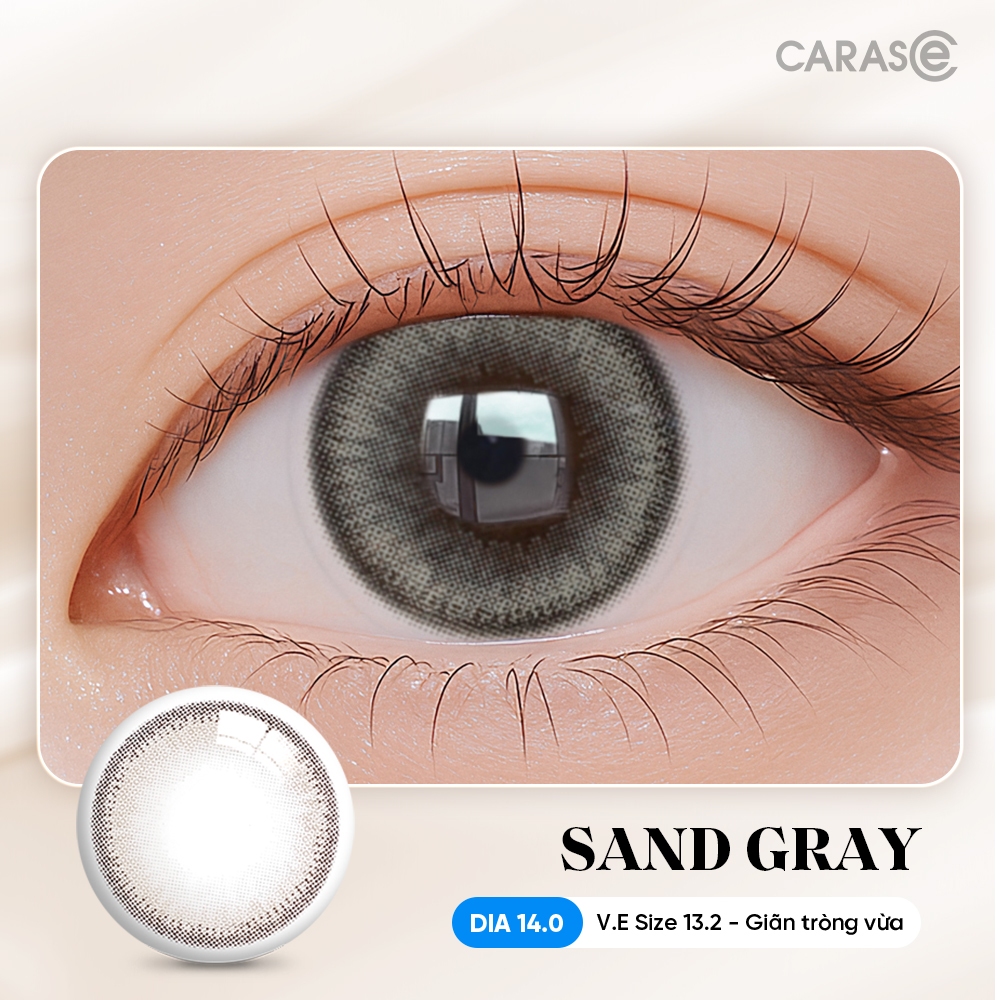 [1 chiếc] Kính áp tròng khoá ẩm 12H 1 Tháng Màu Xám Khói Ánh Nâu CARASE, Lens cận SAND GRAY