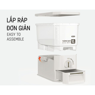 Thùng gạo Clear 10kg MATSU nhựa PP, chất liệu an toàn, thiết kế đo lường thông minh, ngăn ẩm mốc