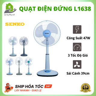 Quạt Điện Đứng Senko L1638 Chính Hãng Công Suất 47W Với 3 Tốc Độ Gió, Bảo Hành 2 Năm