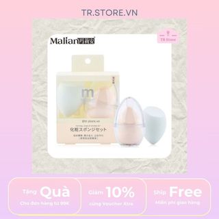Set 2 mút trang điểm tán kem nền Malian Nhật 2 kiểu dáng kèm 1 hộp đựng