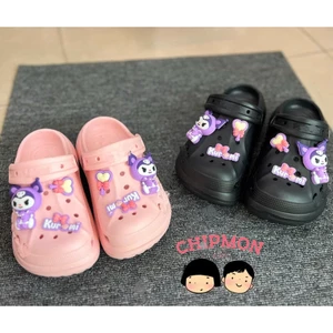 Sục Cross, dép sục cho bé gái êm nhẹ thời trang gắn sticker Kuromi,labubu mẫu mới 2025