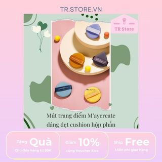 Mút trang điểm M’aycreate dáng dẹt cushion hộp phấn