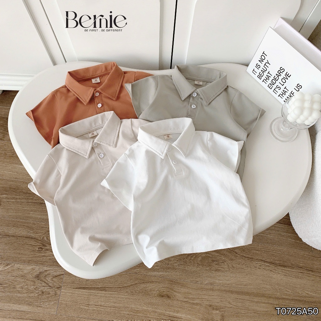 Áo polo cộc tay bé trai Bernie 4 màu Hàn Quốc xịn xò - Áo bé trai có cổ 9-26kg - T0725A50Đ