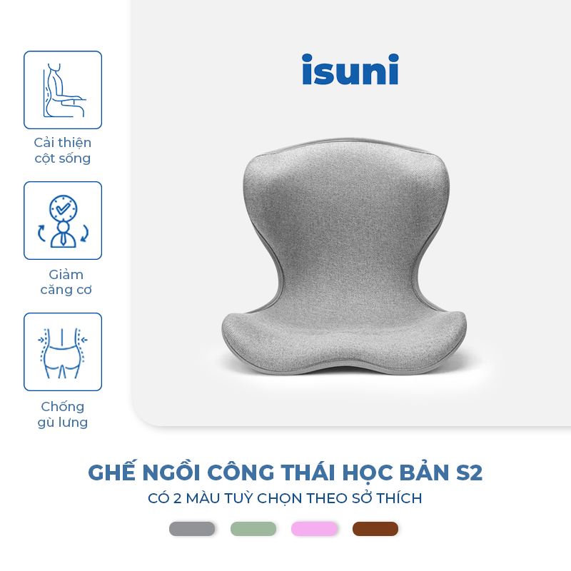 [BẢN VIP S2] Ghế Điều Chỉnh Tư Thế Ngồi Isuni Chống Gù Lưng, Ghế Công Thái Học Giảm Đau Mỏi Lưng