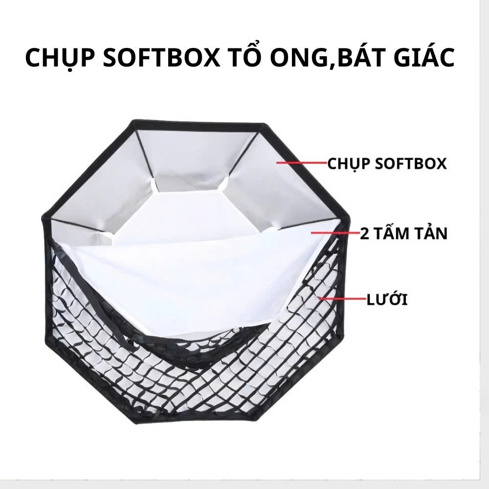 Chụp Softbox Cầu, Softbox Tổ Ong Tản Sáng Cho Đèn Studio, Đèn Trợ Sáng Ngàm Bowen