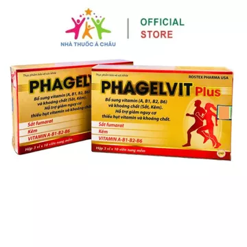 Viên Uống PHAGELVIT PLUS Hỗ Trợ Bổ Sung Vitamin (A, B1, B2, B6), Sắt Fumarat, Kẽm Và Khoáng Chất - Hộp 100 viên