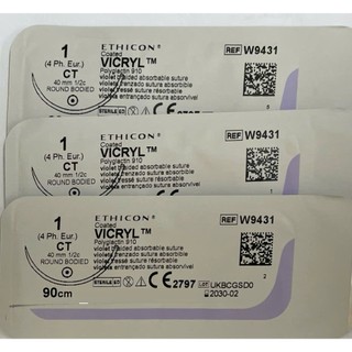 Hộp 12 tép  Chỉ Vicryl 1.0, Chỉ phẫu thuật Vicryl 1.0 W9431 (Hộp 12 tép)